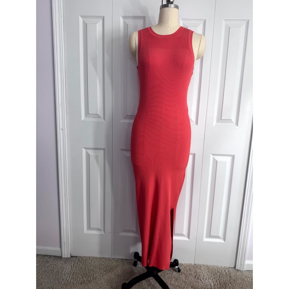 Rails Alora Sleeveless Midi Sweater Dress Women's Medium Coral Orange Round Neck